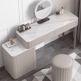 Modern dressing table stool with mirror and durable sintered stone tabletop